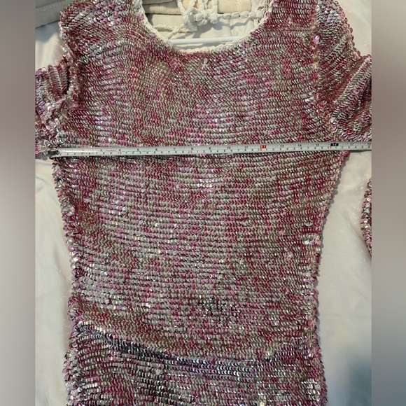 NWT Retrofete Tara Crochet Sequin Mini Dress Pink Silver Mix Medium / Large - Picture 12 of 12